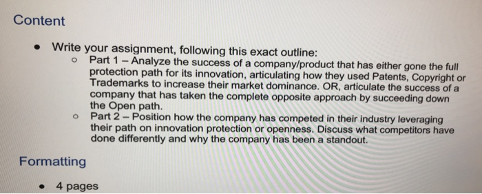 Content Write your assignment, following this