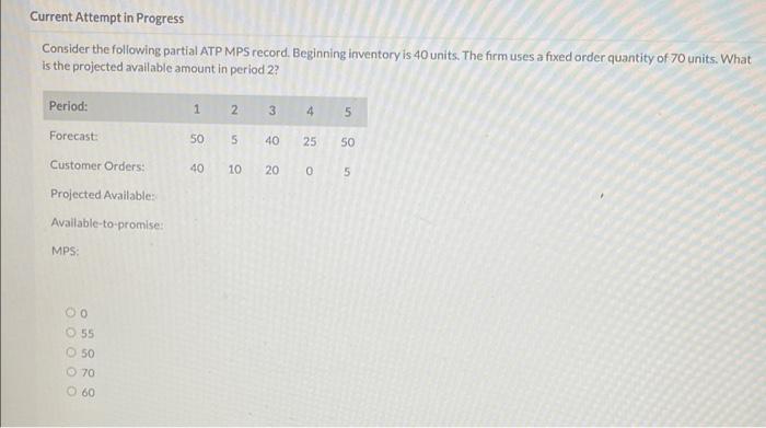 Current Attempt in Progress Consider the