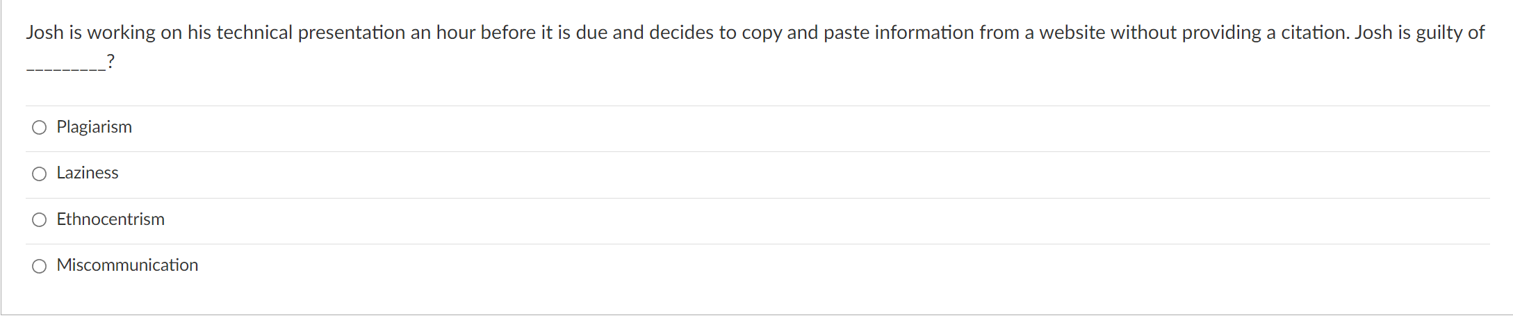 Josh is working on his technical presentation an