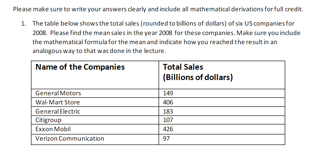 ease make sure to write your answers clearly and
