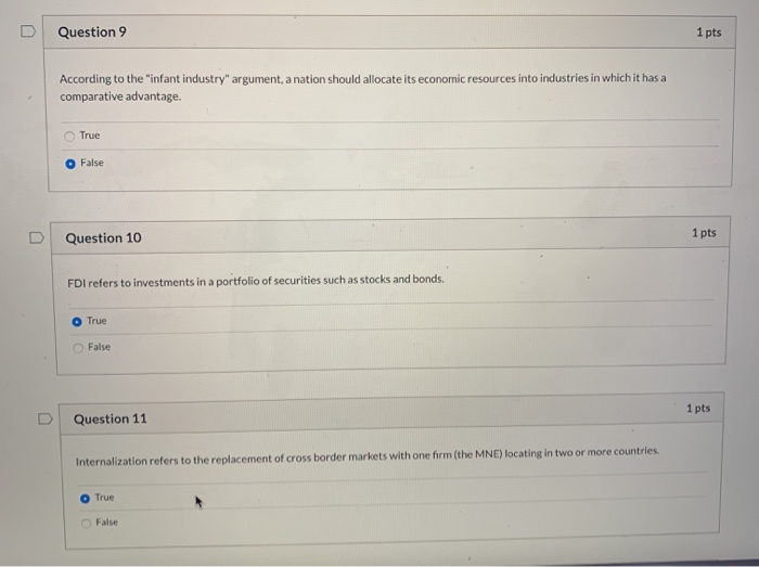 U Question 9 1 pts According to the "infant