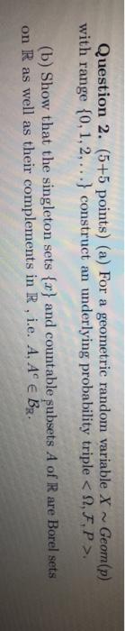 Thank you so much Question 2. (5+5 points) (a)