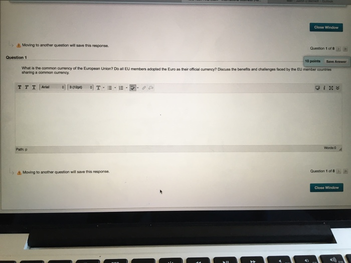Close Window Moving to another question will save