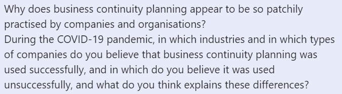 Why does business continuity planning appear to