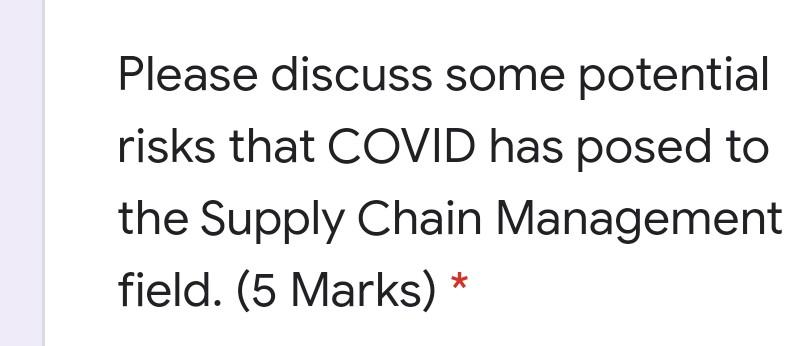 Please discuss some potential risks that COVID