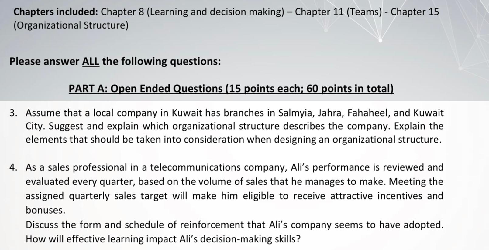 Chapters included: Chapter 8 (Learning and