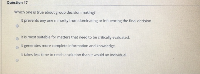 Question 17 Which one is true about group