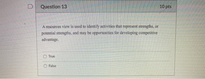 D Question 13 10 pts A resources view is used to