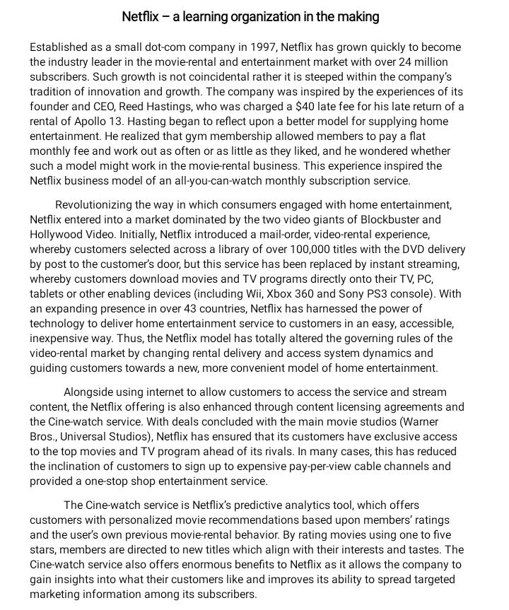 Netflix - a learning organization in the making