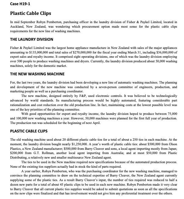 Case H19-1 Plastic Cable Clips In mid September