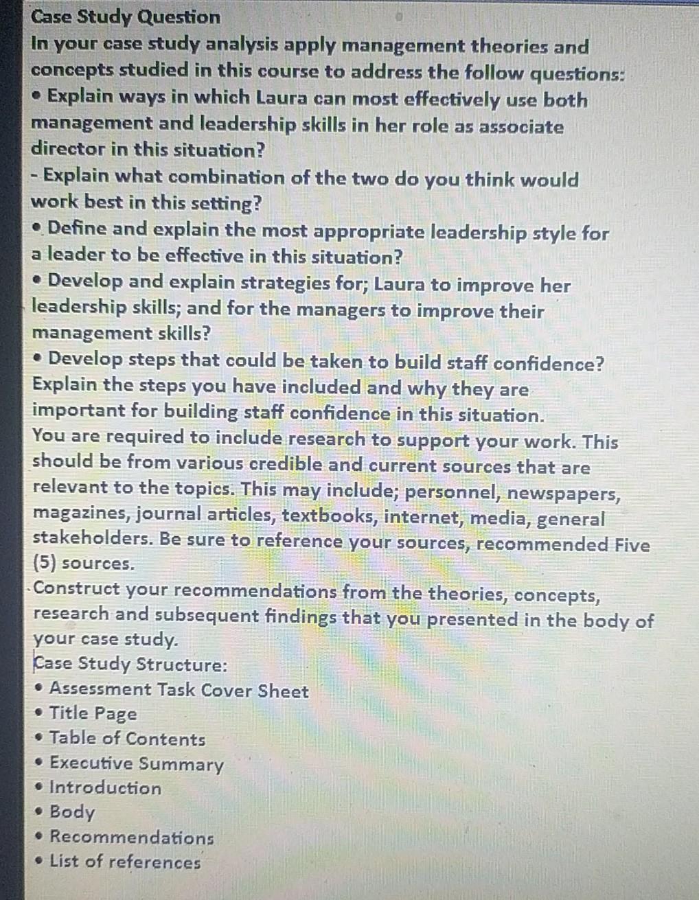 Case Study Topic and Background Laura is the