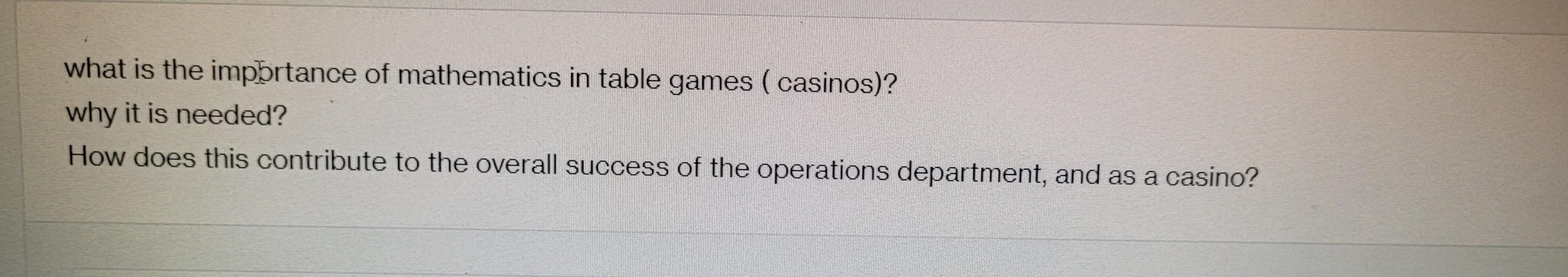 what is the importance of mathematics in table