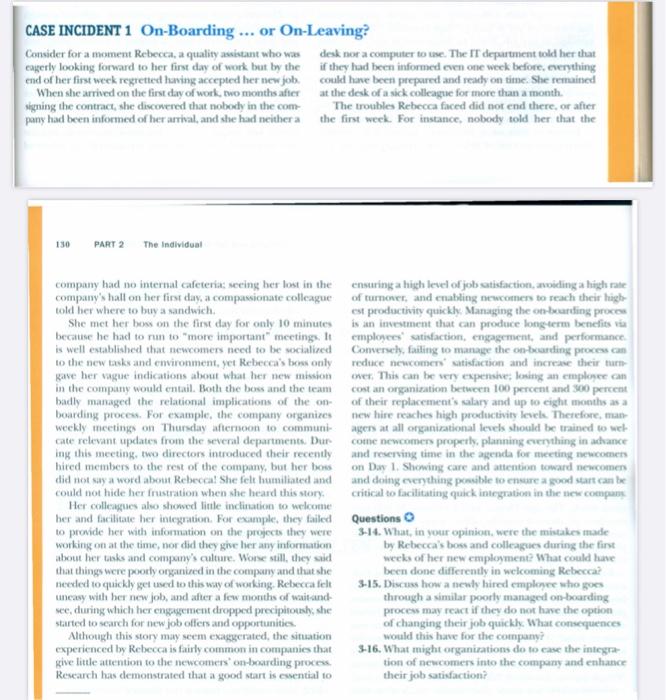 CASE INCIDENT 1 On-Boarding ... or On-Leaving?