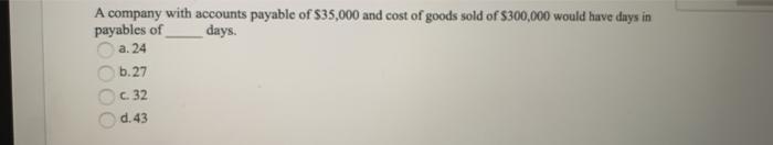A company with accounts payable of $35,000 and