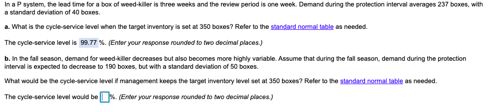 In a P system, the lead time for a box of