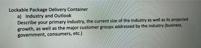 Bussiness Plan Lockable Package Delivery