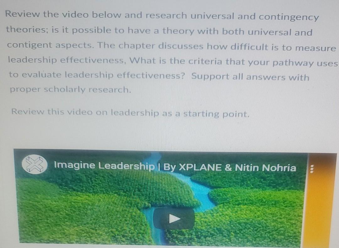 Review the video below and research universal and