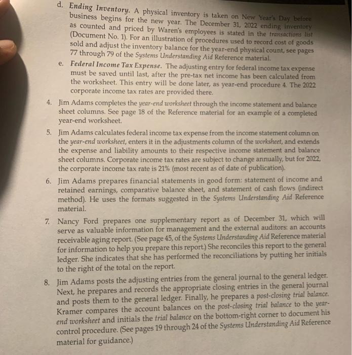 month end procedure year end procedure procedures