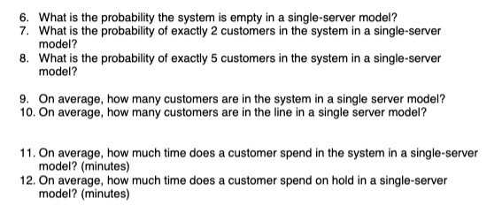 6. What is the probability the system is empty in