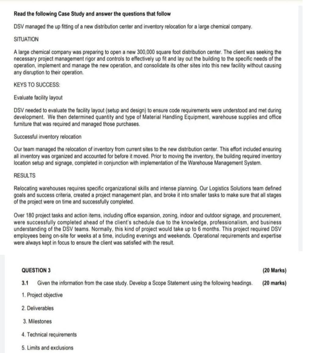 Read the following Case Study and answer the