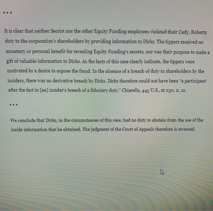 Dirks v. Securities and Exchange Commission 463