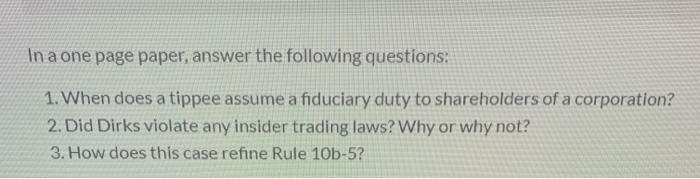 Dirks v. Securities and Exchange Commission 463