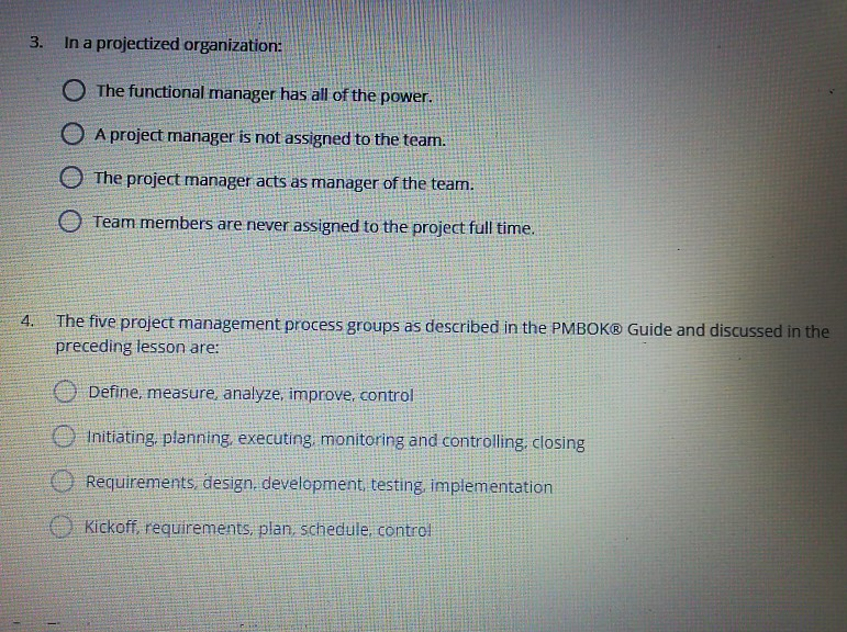 1. True or False: A Project is defined as being