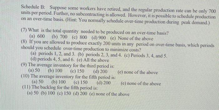 Schedule B: Suppose some workers have retired,