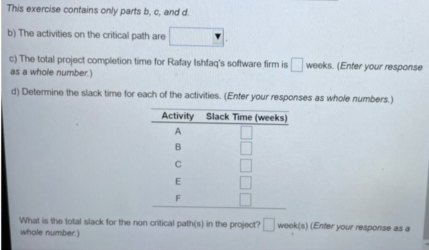 This exercise contains only parts b, c, and d. b)