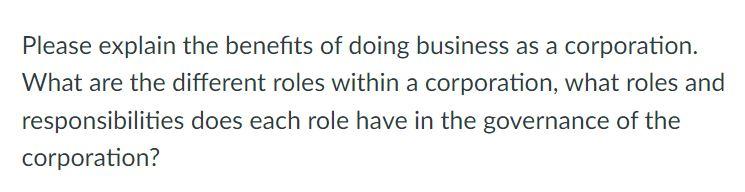 Please explain the benefits of doing business as