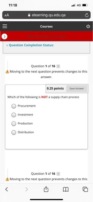 11:18 l 4G elearning.qu.edu.ca III Courses G