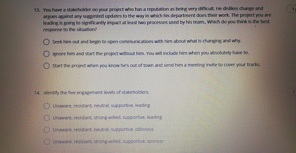 1. True or False: A Project is defined as being