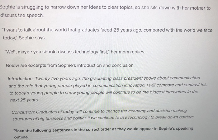 Sophie is struggling to narrow down her ideas to