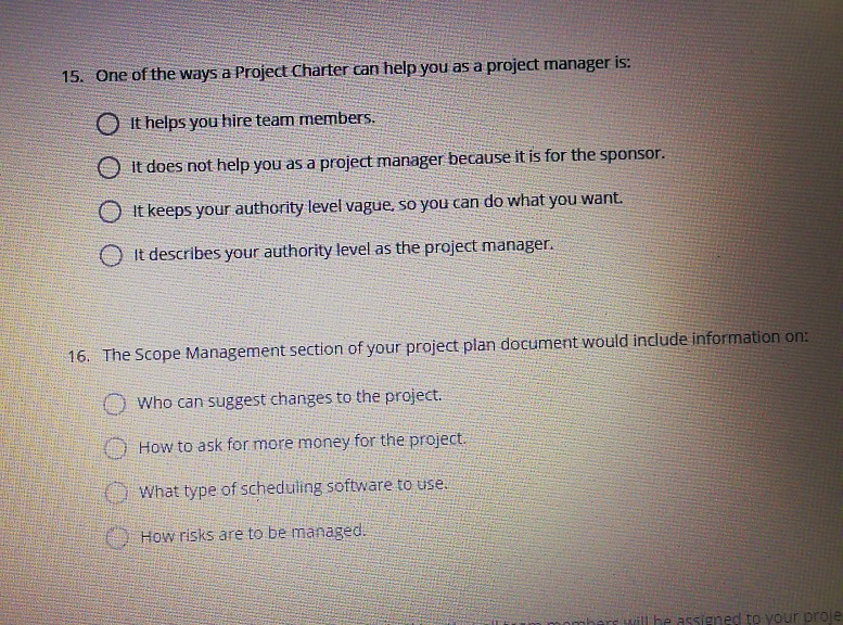 1. True or False: A Project is defined as being