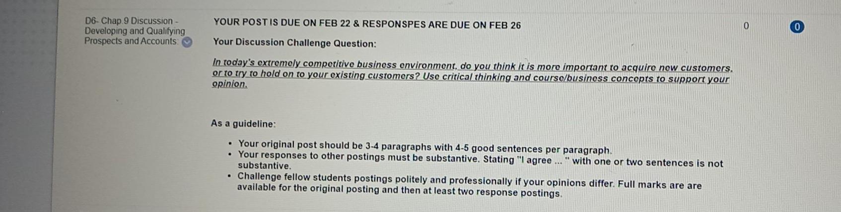 YOUR POST IS DUE ON FEB 22 & RESPONSPES ARE DUE