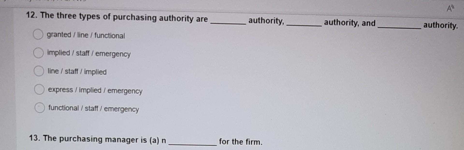 qp12 12. The three types of purchasing authority