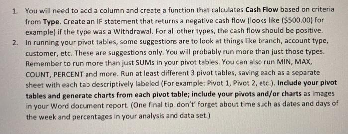 please help me with the formulas 1. You will need