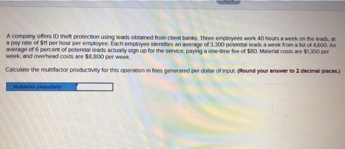 A company offers ID theft protection using leads