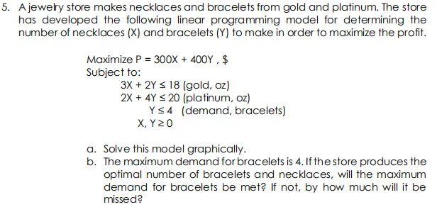 5. A jewelry store makes necklaces and bracelets
