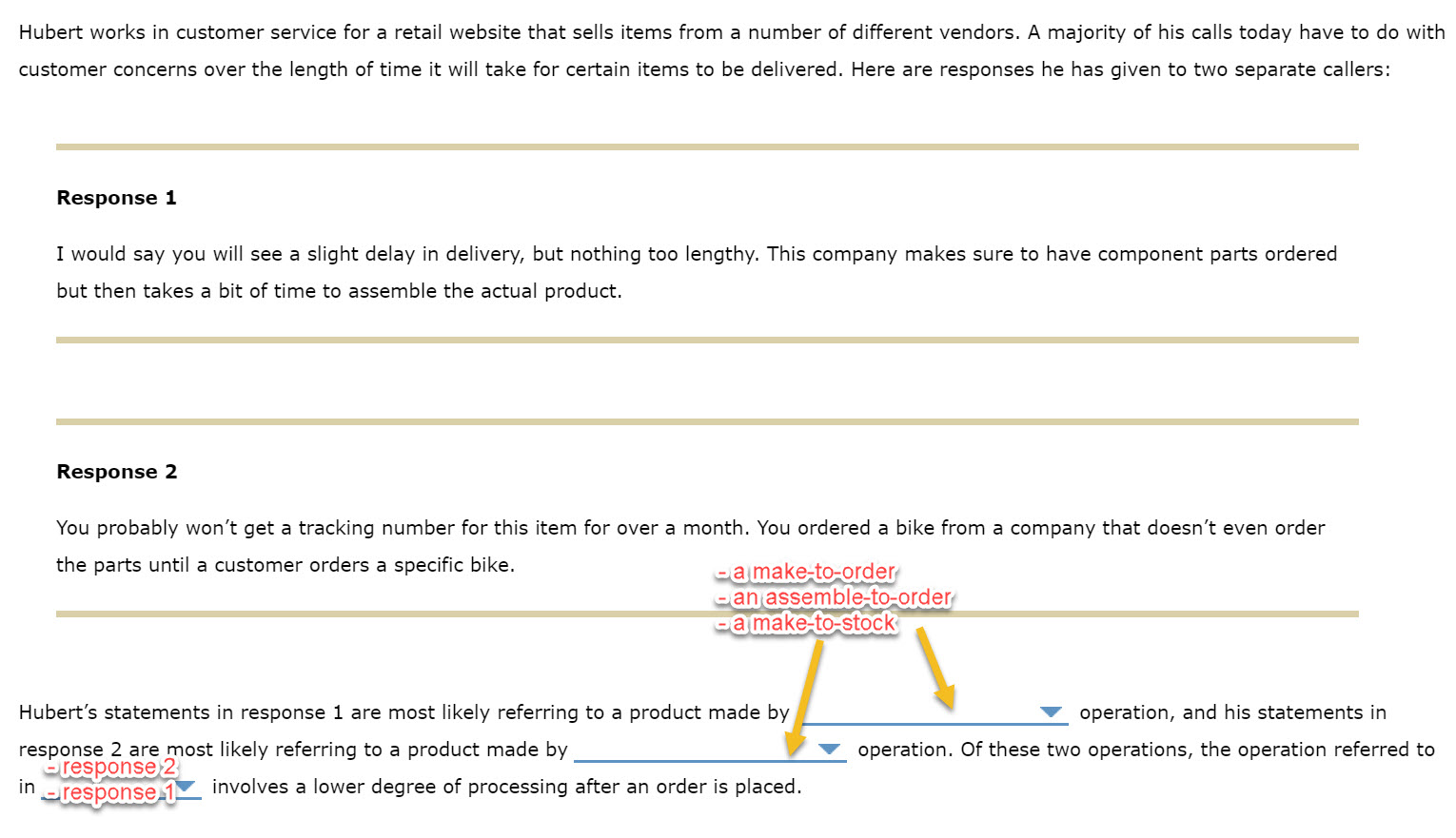 Hubert works in customer service for a retail
