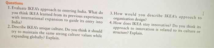 case 3.0 ikea: scandinavian style Questions 1.