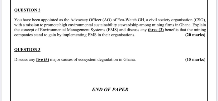 QUESTION 2 You have been appointed as the