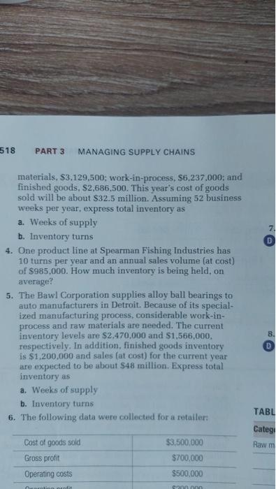 518 PART 3 MANAGING SUPPLY CHAINS D materials,