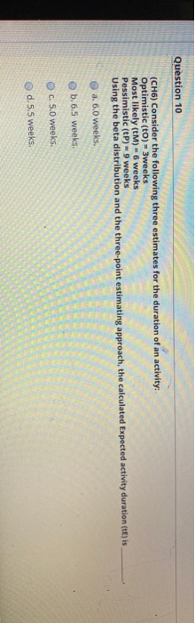 Question 9 (CHS) Which one describes capabilities