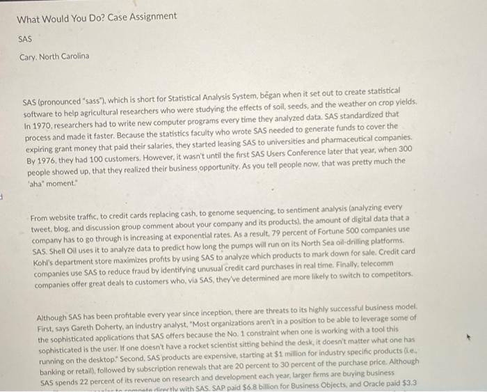 minimum 250 words What Would You Do? Case