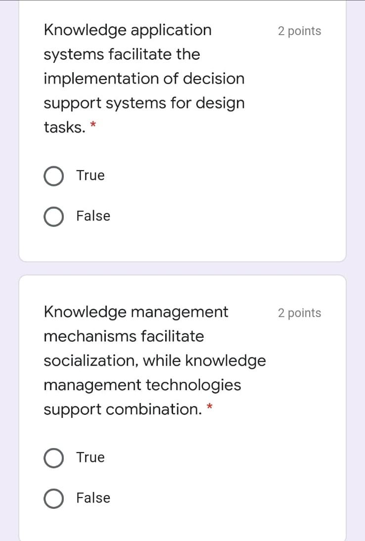 2 points Knowledge application systems facilitate