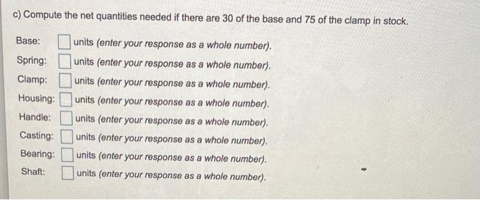 c) Compute the net quantities needed if there are