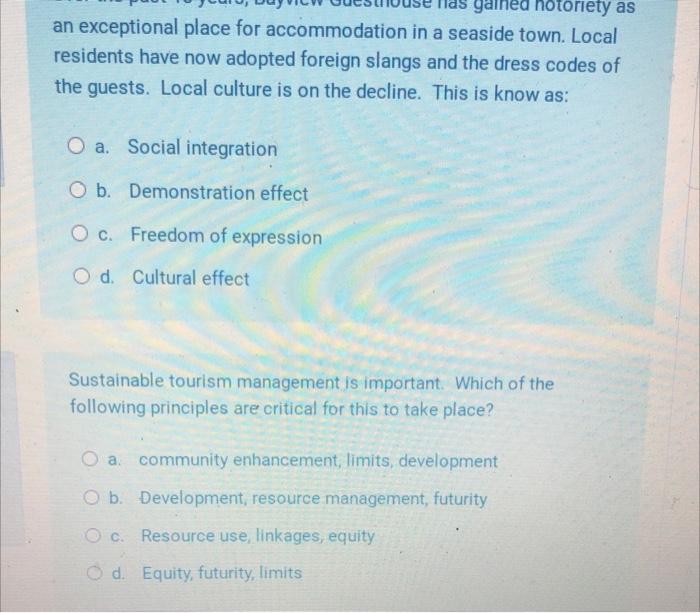 answer gained notoriety as an exceptional place