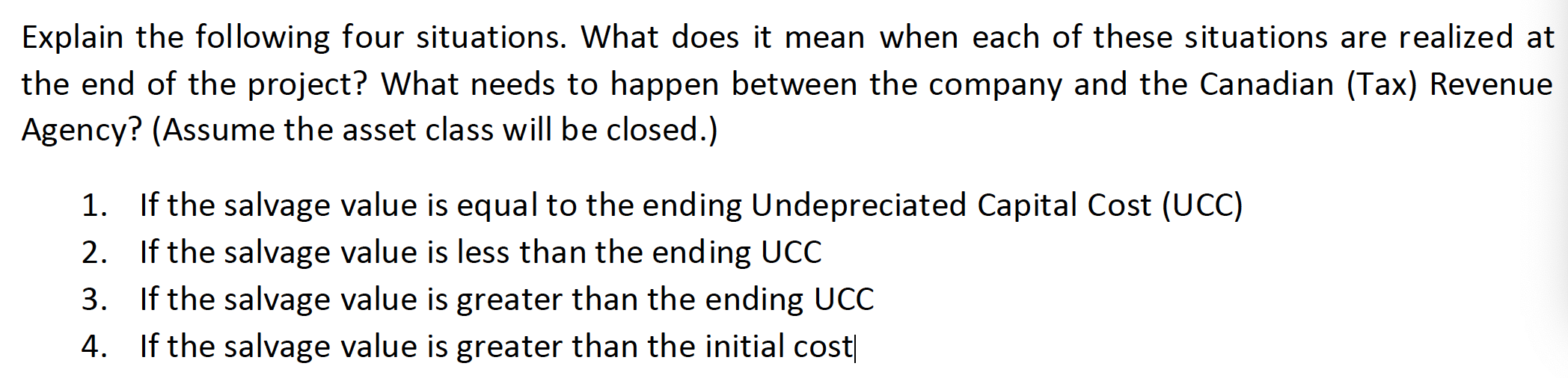 Explain the following four situations. What does