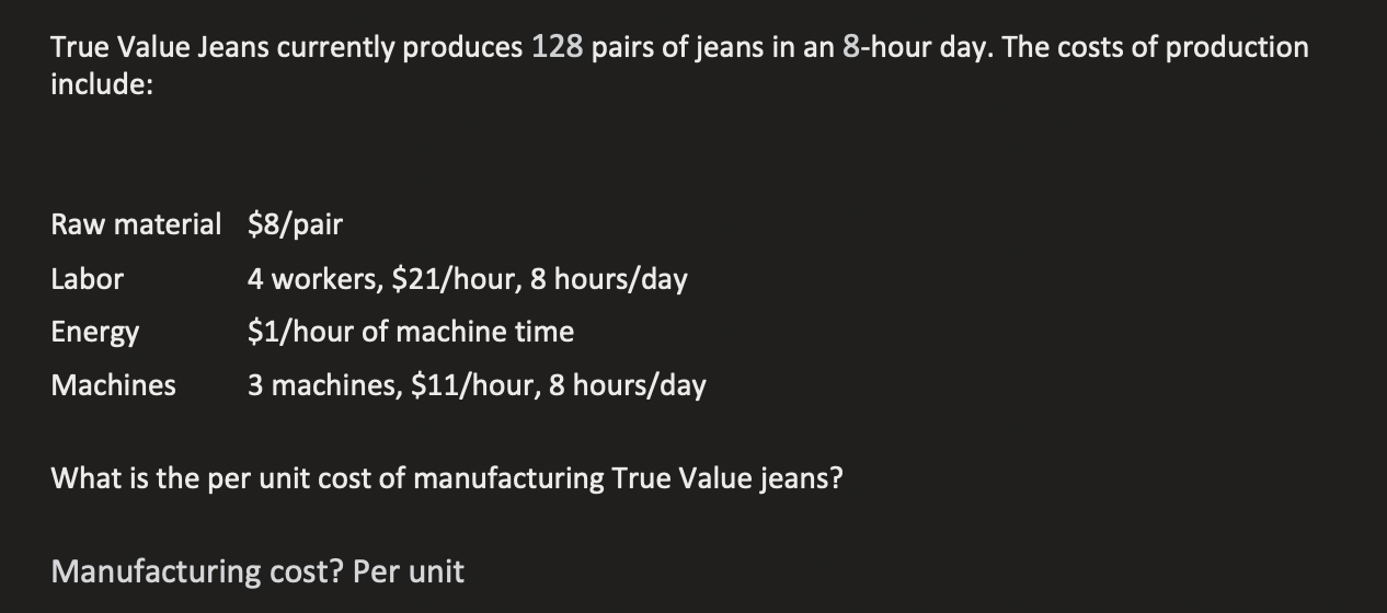 steps True Value Jeans currently produces 128